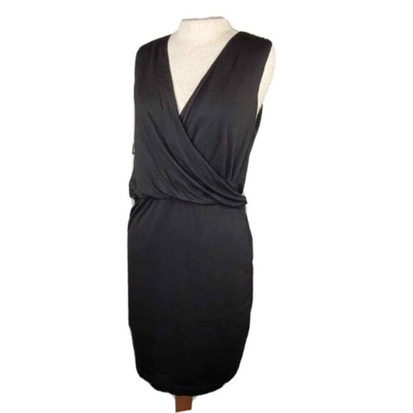 Heather V Neck Black Mini Cocktail Dress Size Medium - Picture 1 of 5